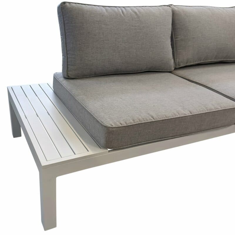 Home Islands Loungeset "Laos", Gestell & Ablagen Aluminium weiß, Polster hellgrau