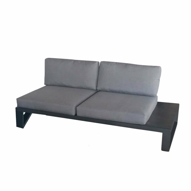 Jati&Kebon 2-Sitzer Seitenteil "Virginia", Gestell Aluminium eisengrau, seitliche Ablage links aus HPL, Polsterbezüge aus Sunbrella®