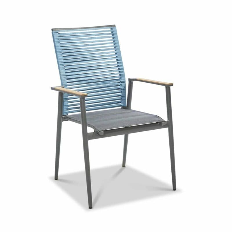 Musterring Freilicht "Amsterdam" Gartenstuhl, Gestell Aluminium anthrazit, Sitz Textil gepolstert schwarz, Rücken Kordelbespannung blau