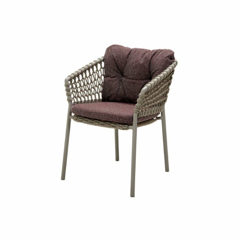 Cane-line "Ocean" Gartensessel, Soft Rope taupe und Kissen dark bordeaux