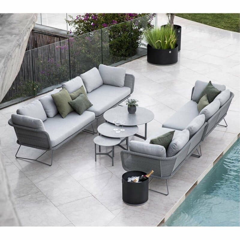 Cane-line "Horizon" Loungemodule, Cane-line Weave® hellgrau mit "Twist" Loungetisch