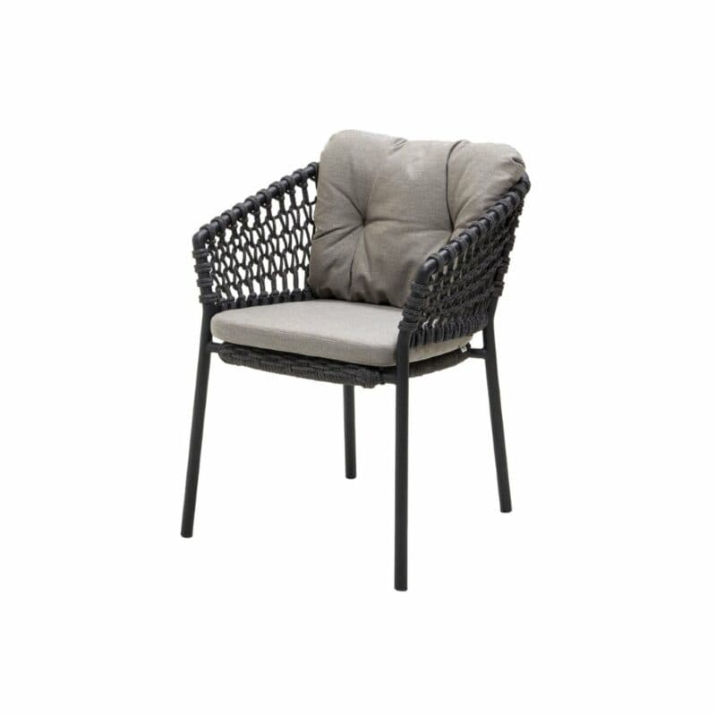 Cane-line "Ocean" Gartensessel, Soft Rope dark grey mit Kissen taupe