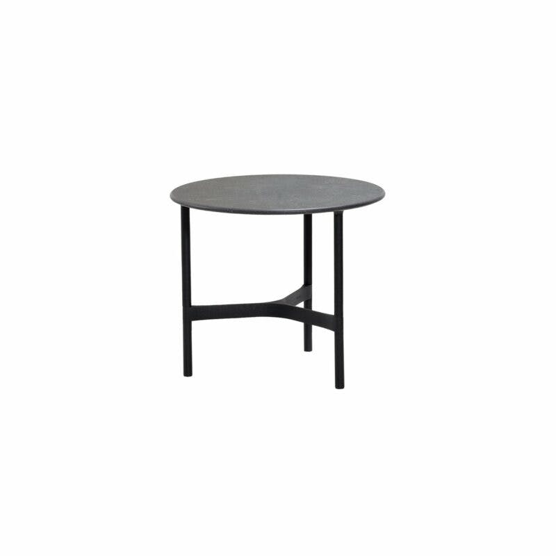 Cane-line "Twist" Loungetisch, klein, Gestell Aluminium lavagrau, Tischplatte Keramik schwarz