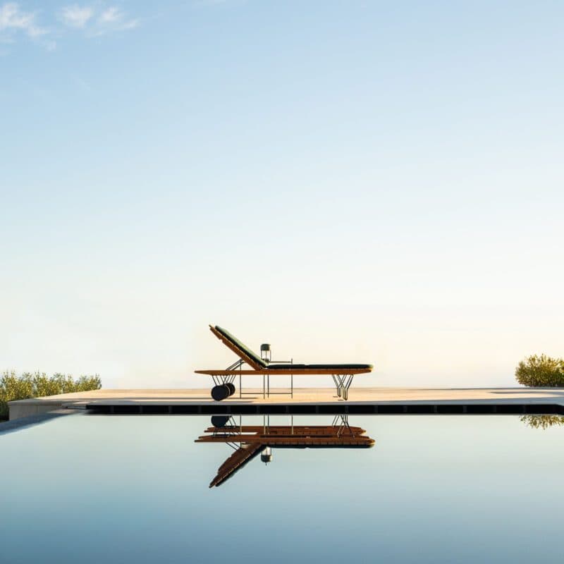 Houe Sonnenliege "Molo", Gestell Stahl schwarz, Bambuslamellen