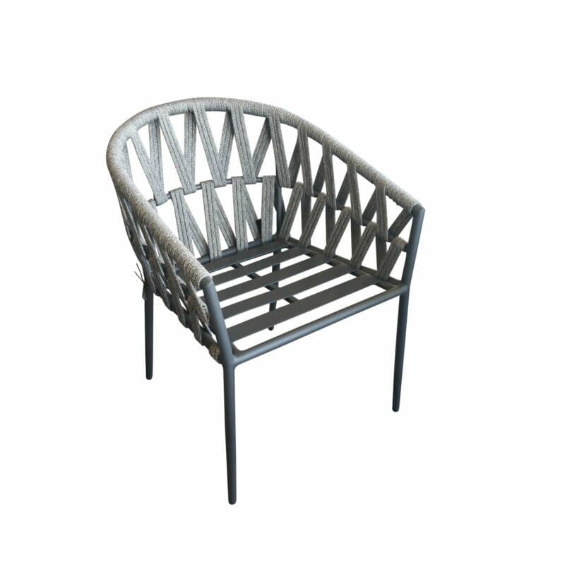 Jati&Kebon Dining-Sessel "Fortuna", Aluminium eisengrau, Rope cross weaving grau meliert