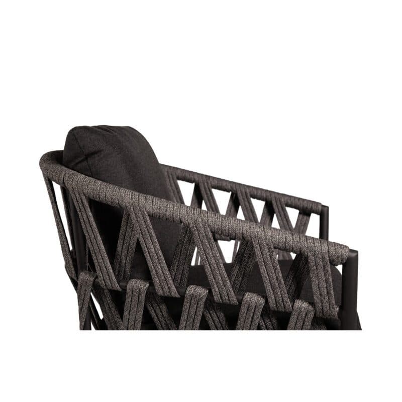 Jati&Kebon Dining-Sessel "Fortuna", Aluminium eisengrau, Rope cross weaving grau meliert, Kissen Natte sooty