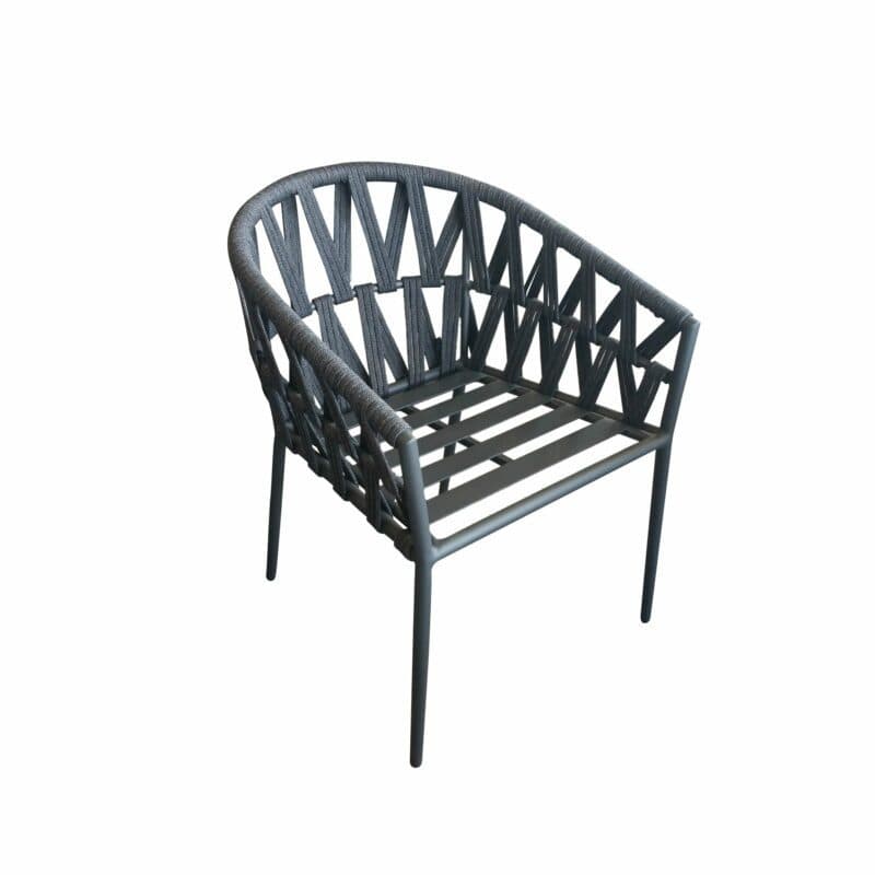 Jati&Kebon Dining-Sessel "Fortuna", Aluminium eisengrau, Rope cross weaving schwarz