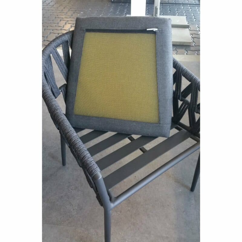 Jati&Kebon Dining-Sessel "Fortuna", Rope cross weaving schwarz, Sitzkissen Natte sooty mit Quick-Dry-Schaumstoff, Rückseite