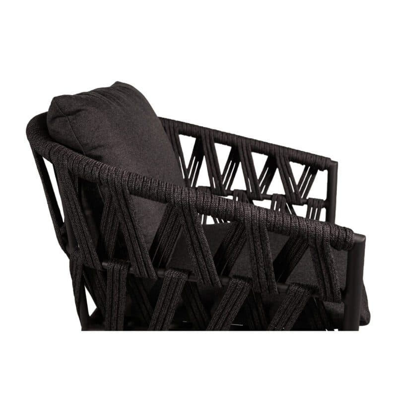 Jati&Kebon Dining-Sessel "Fortuna", Aluminium eisengrau, Rope cross weaving schwarz, Kissen Natte sooty