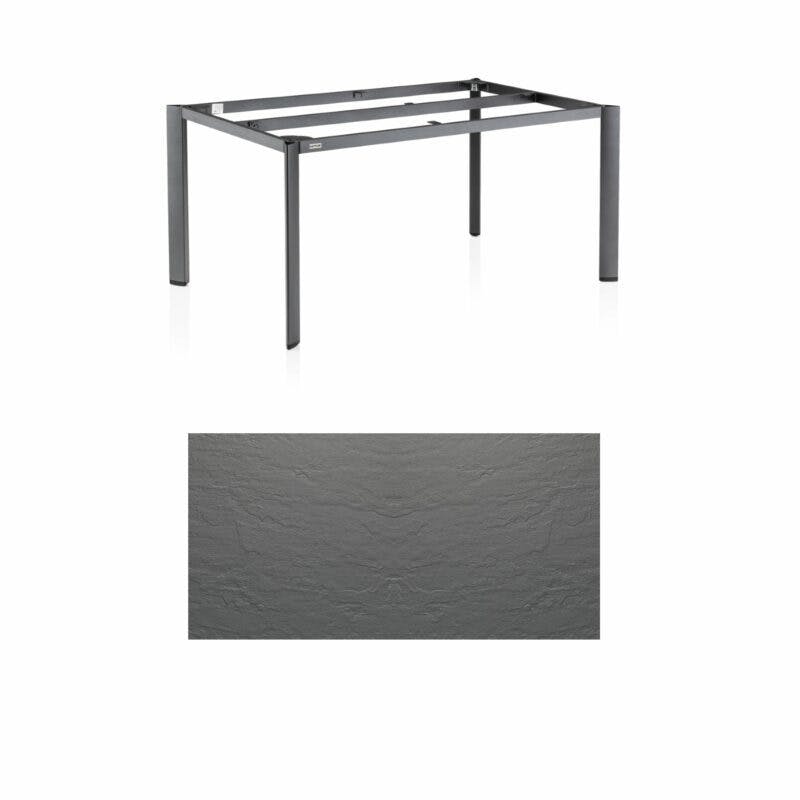 Kettler "Edge" Gartentisch, Tischgestell 160x95cm, Aluminium eisengrau, mit Tischplatte Kettalux anthrazit-grau
