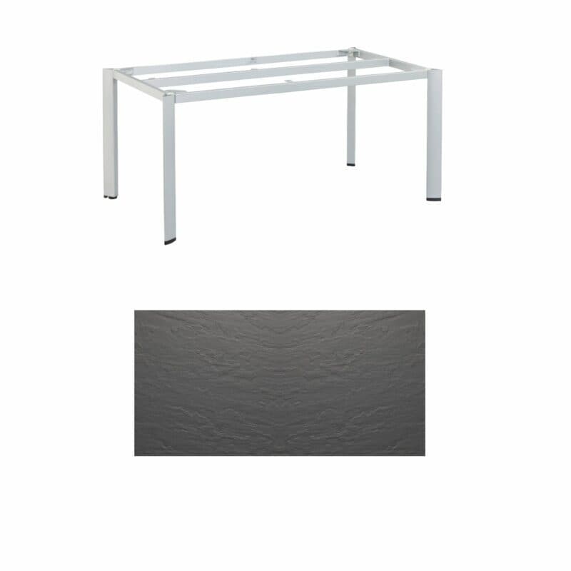 Kettler Edge Gartentisch, Tischgestell 160x95cm, Aluminium silber, mit Tischplatte Kettalux anthrazit