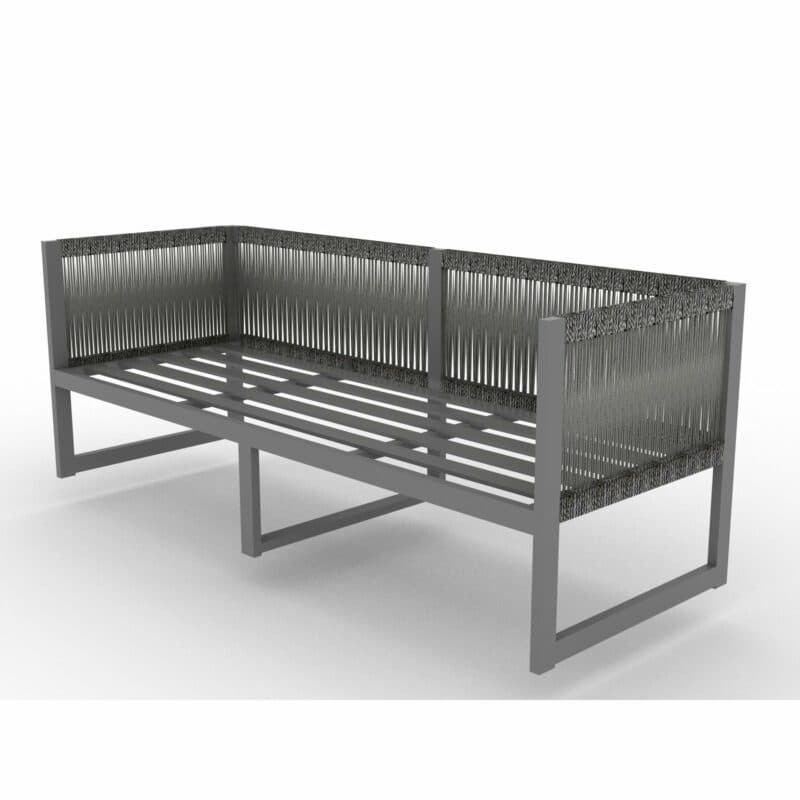 Jati&Kebon Casual Dining "Yoro" Rope, 3-Sitzer-Sofa, Gestell Aluminium eisengrau, Rope grau meliert