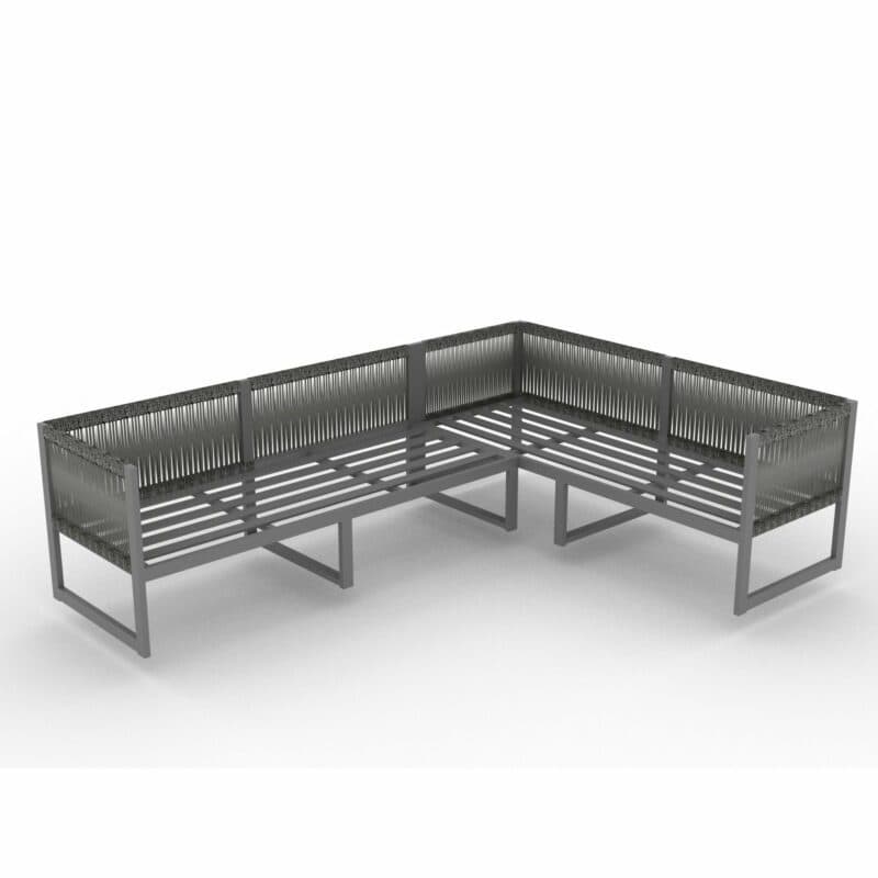 Jati&Kebon "Yoro" Rope, Casual Dining, lange Seite rechts, Gestell Aluminium eisengrau, Rope grau meliert