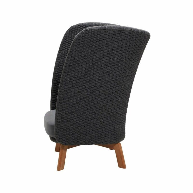 Cane-line Loungesessel "Peacock Wing", Gestell Teakholz, Soft Rope dunkelgrau inkl. Kissen grau