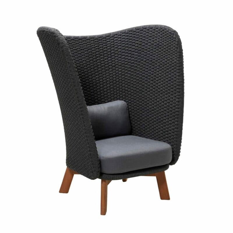 Cane-line Loungesessel "Peacock Wing", Gestell Teakholz, Soft Rope dunkelgrau inkl. Kissen grau