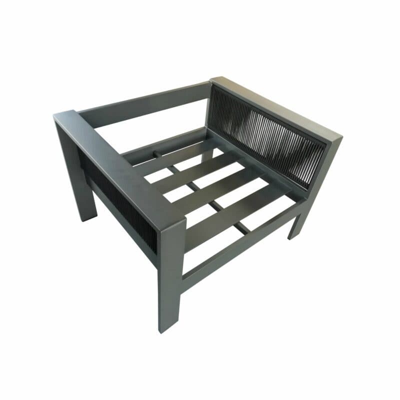 Jati&Kebon Loungesessel "Miray", Gestell Aluminum eisengrau (charcoal), Rope schwarz