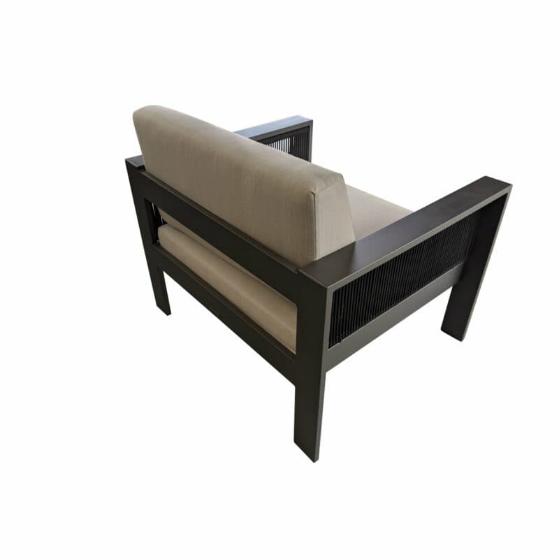Jati&Kebon Loungesessel "Miray", Gestell Aluminum eisengrau (charcoal), Rope schwarz, Polster hellgrau