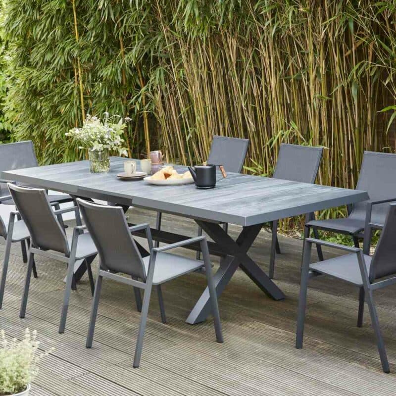 Siena Garden “Sincro“ Ausziehtisch, Gestell Aluminium anthrazit matt, Tischplatte Keramik wood grey (grau), 200/260x100 cm