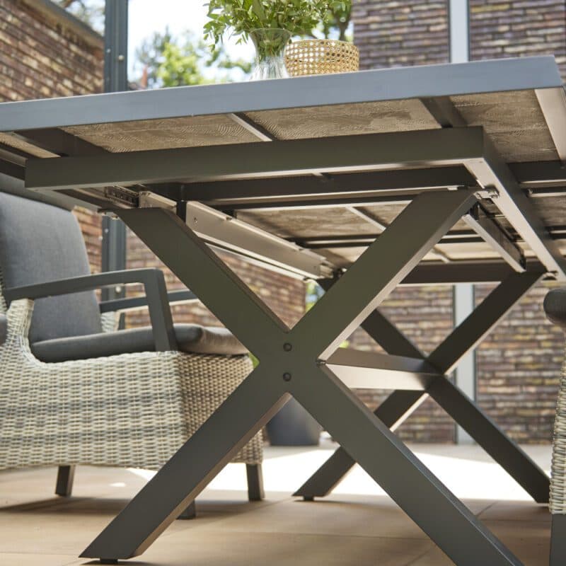 Siena Garden “Sincro“ Ausziehtisch, Gestell Aluminium anthrazit matt, Tischplatte Keramik wood grey (grau), 200/260x100 cm