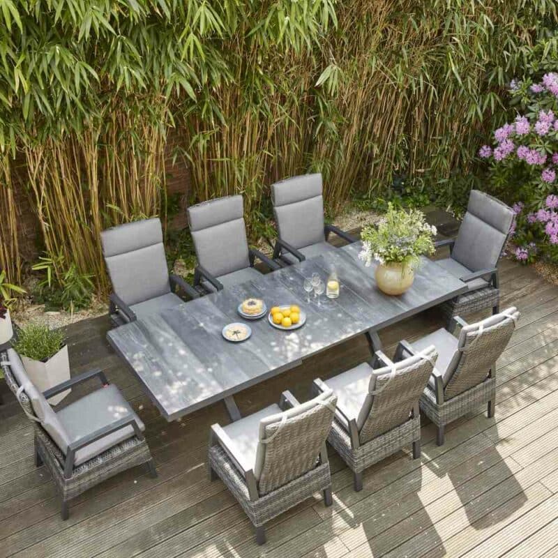 Siena Garden “Sincro“ Ausziehtisch, Gestell Aluminium anthrazit matt, Tischplatte Keramik wood grey (grau), 200/260x100 cm