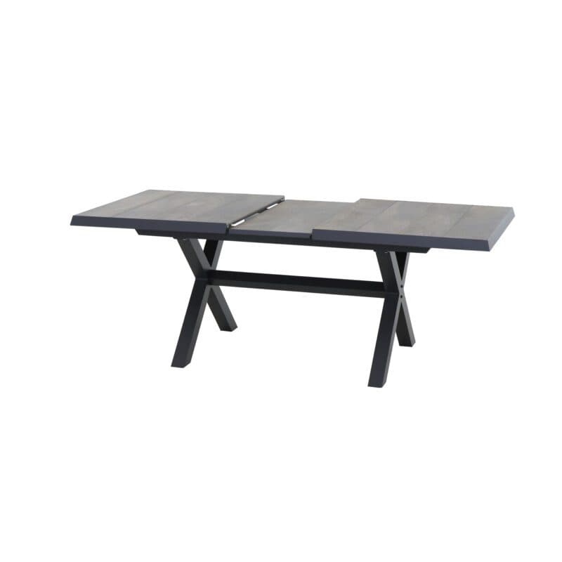 Siena Garden “Sincro“ Ausziehtisch, Gestell Aluminium anthrazit matt, Tischplatte Keramik washed grey (braun), 160/200x90 cm