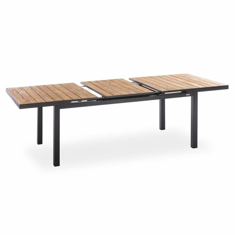 Niehoff Ausziehtisch "Nantes" 180/240x100 cm, Gestell Aluminium anthrazit, Tischplatte Teakholzleisten, Synchronauszug