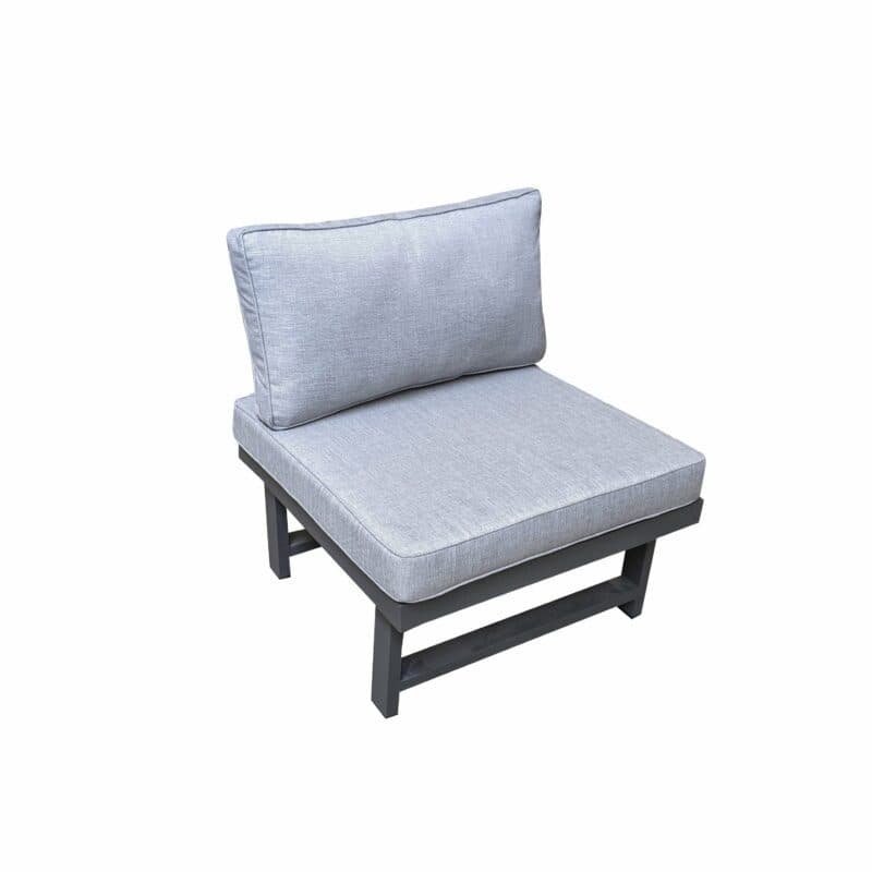 Home Islands "New Chalong" Loungehocker/Sessel mit Rückenlehne, Gestell Aluminium anthrazit, Polster hellgrau