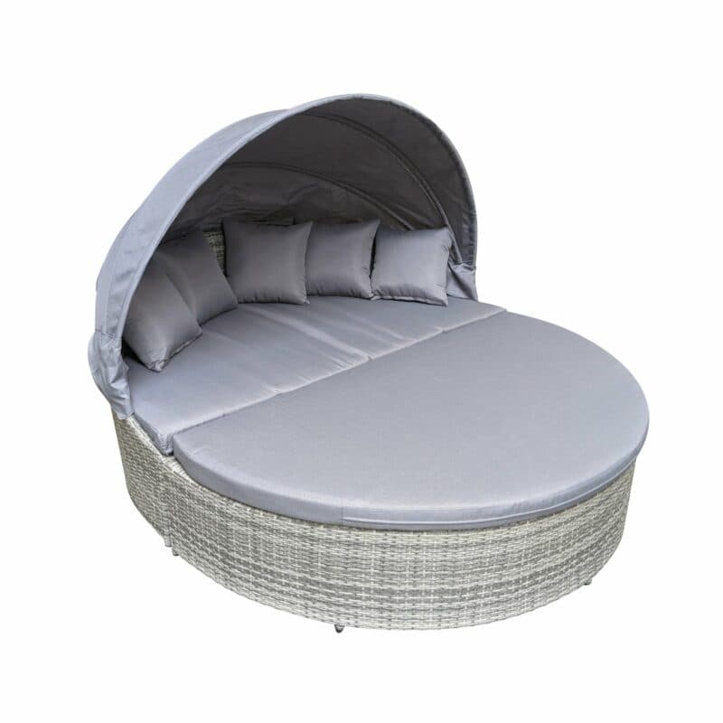 Home Islands "Taipeh" XL-Sonneninsel, Gestell Aluminium, Geflecht bicolor, Bezüge hellgrau