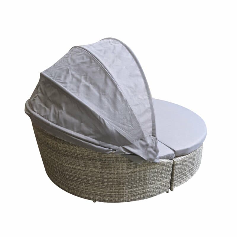 Home Islands "Taipeh" XL-Sonneninsel, Gestell Aluminium, Geflecht bicolor, Bezüge hellgrau