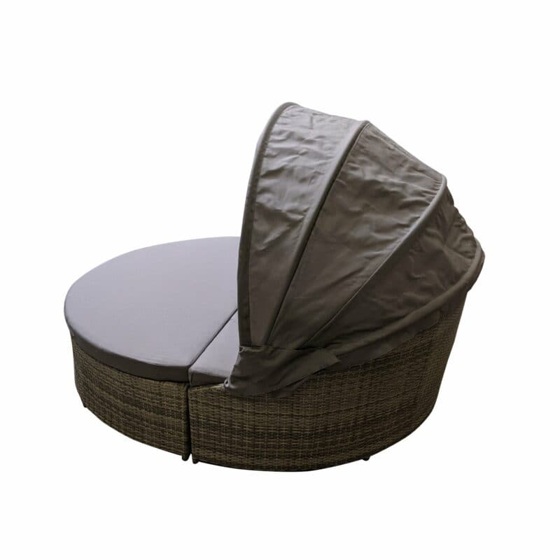 Home Islands "Taipeh" XL-Sonneninsel, Gestell Aluminium, Geflecht bicolor, Bezüge hellgrau