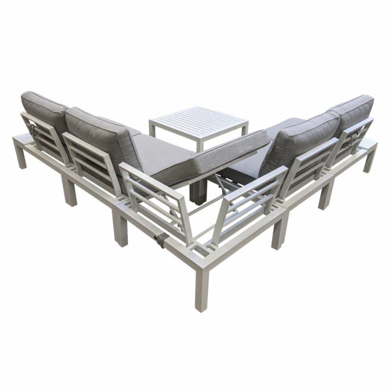 Home Islands "Laos modular" Loungeset, Gestell Aluminium weiß, Polster hellgrau, Ablagen Aluminium