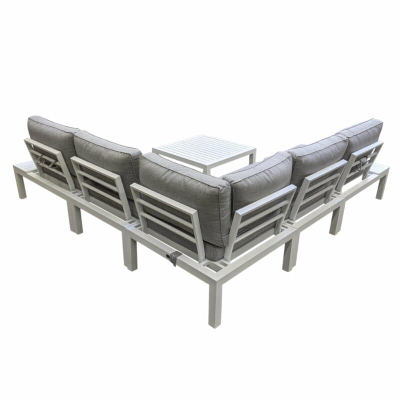 Home Islands "Laos modular" Loungeset, Gestell Aluminium weiß, Polster hellgrau, Ablagen Aluminium