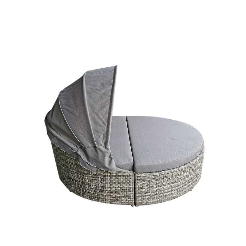 Home Islands "Taipeh" XL-Sonneninsel, Gestell Aluminium, Geflecht bicolor, Bezüge hellgrau