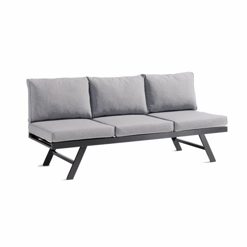Sieger Lounge/Liege "Auckland", Gestell Aluminium eisengrau, Kissenfarbe hellgrau