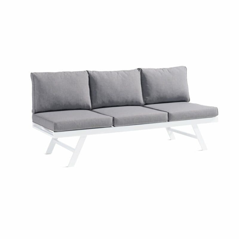 Sieger Lounge/Liege "Auckland", Gestell Aluminium weiß, Kissenfarbe hellgrau