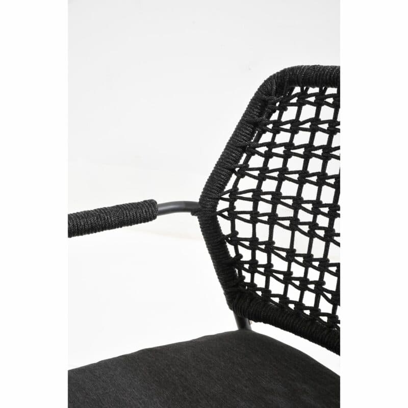 4Seasons Outdoor "Barista" Diningsessel, Edelstahl anthrazit, Rope anthrazit, Sitzkissen grau, Detail Rope