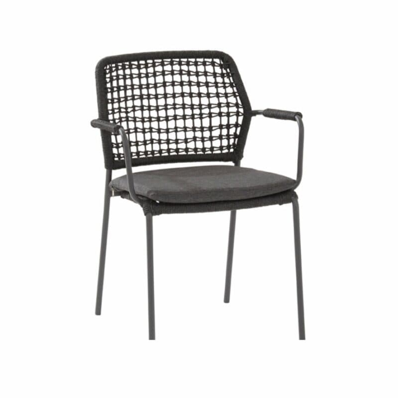 4 Seasons Outdoor "Barista" Diningsessel, Edelstahl anthrazit, Rope anthrazit, inkl. Sitzkissen
