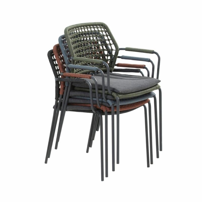 4Seasons Outdoor "Barista" Diningsessel, Edelstahl anthrazit, Rope, gestapelt