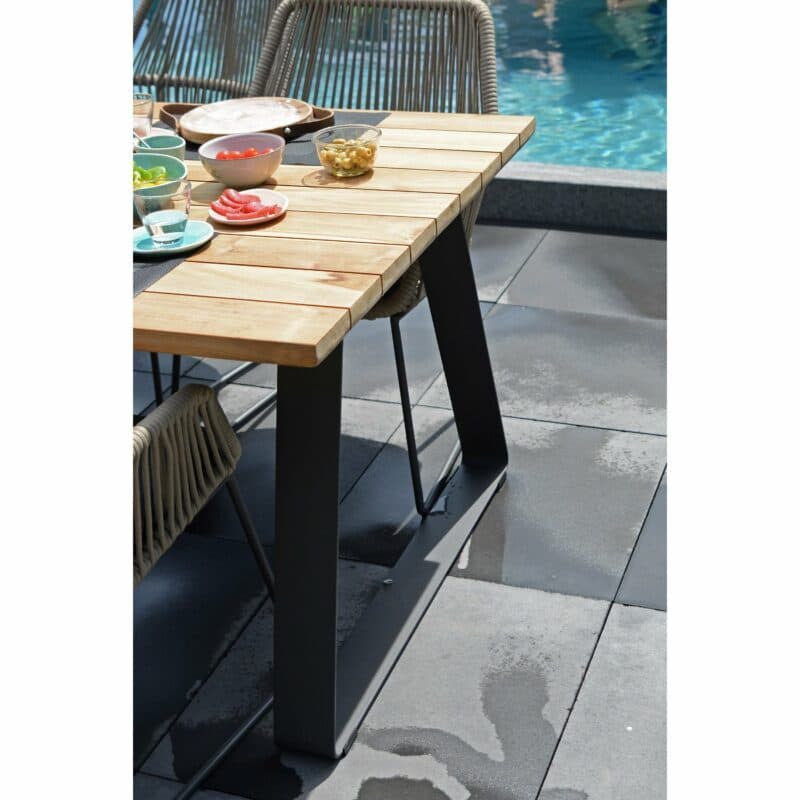 4Seasons Outdoor Gartentisch "Basso", Größe 240x100 cm, Alu anthrazit, Tischplatte Teak