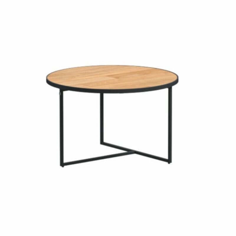4Seasons Outdoor Kaffeetisch "Strada", Alu anthrazit, Tischplatte Teak, Ø 73 cm, Höhe 40 cm