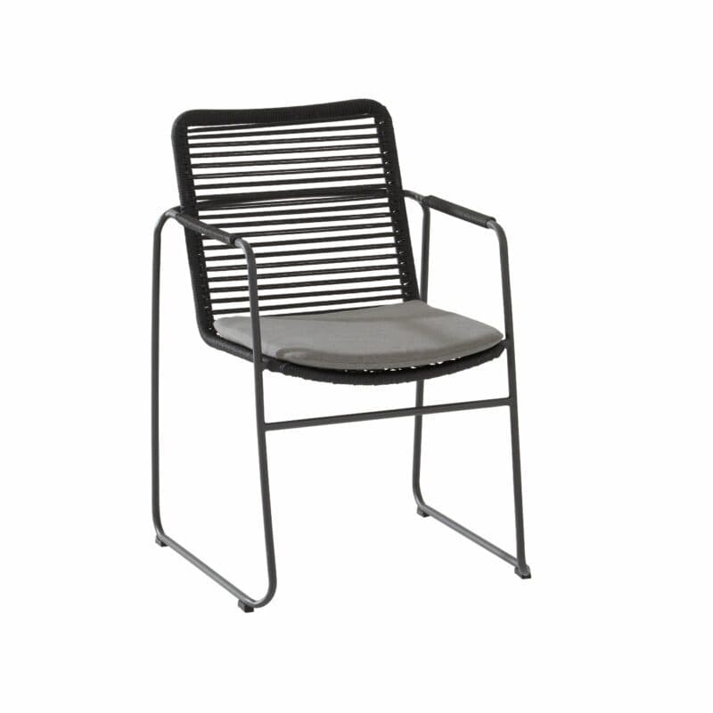 4 Seasons Outdoor "Elba" Diningsessel, Edelstahl anthrazit, Rope anthrazit, inkl. Sitzkissen