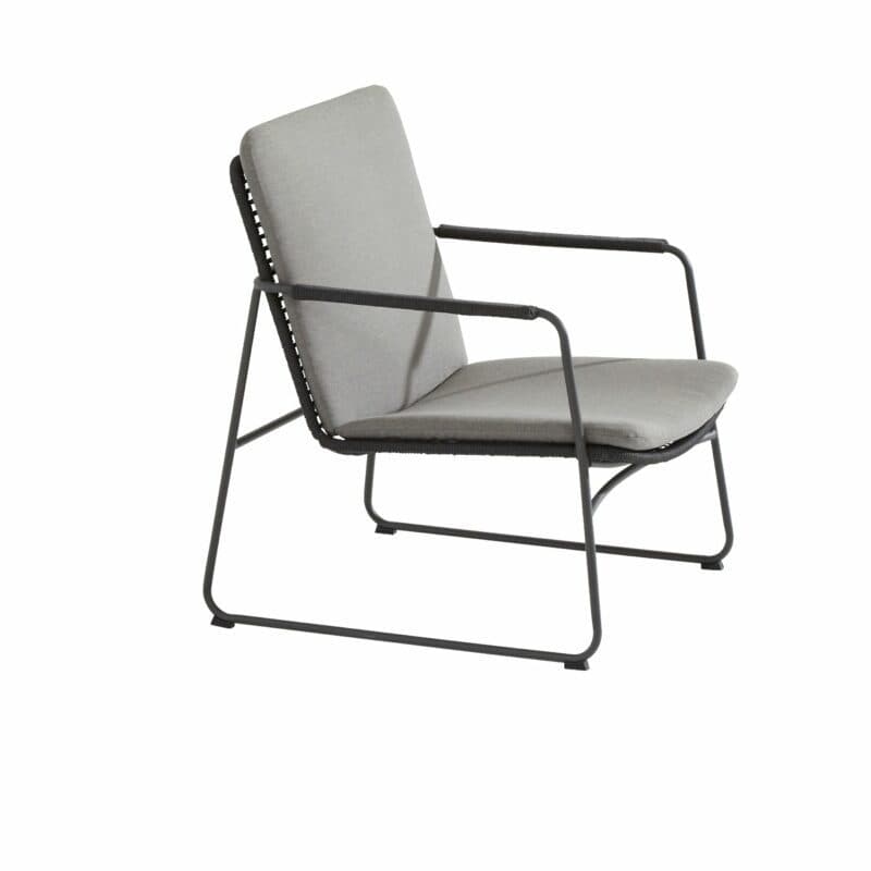 4Seasons Outdoor "Elba" Loungesessel, Gestell Edelstahl anthrazit, Rope anthrazit, inkl. Kissenset grau