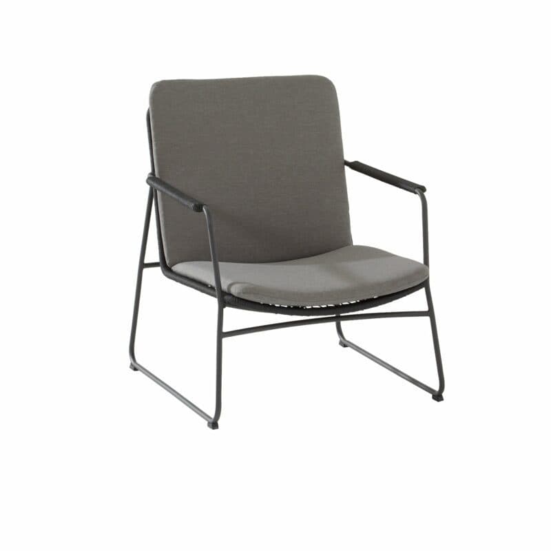 4Seasons Outdoor "Elba" Loungesessel, Gestell Edelstahl anthrazit, Rope anthrazit, inkl. Kissenset grau