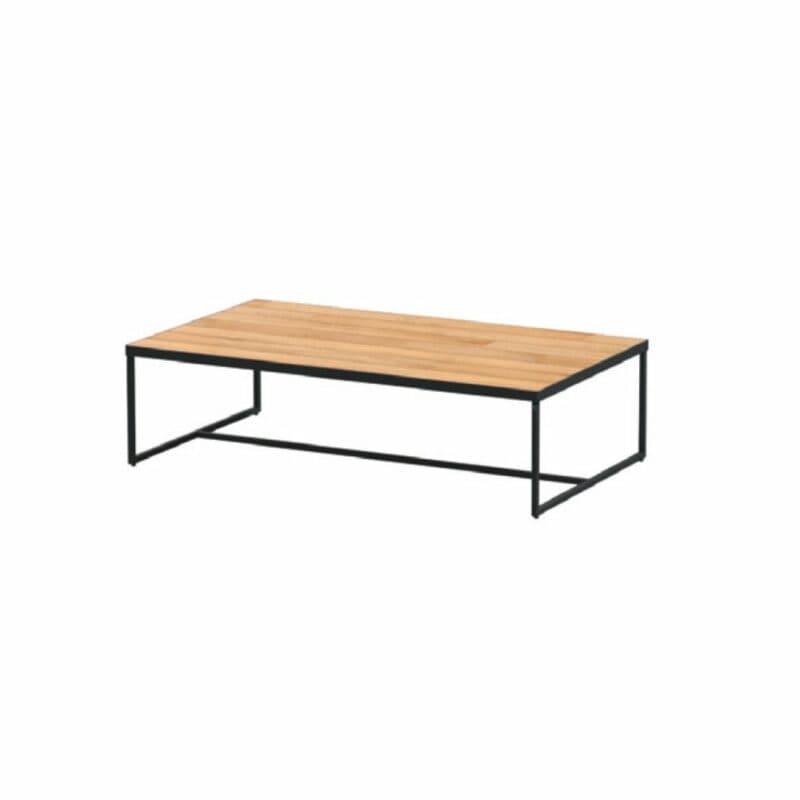 4Seasons Outdoor Kaffeetisch "Strada", Alu anthrazit, Tischplatte Teak, 120x70 cm, Höhe 30 cm