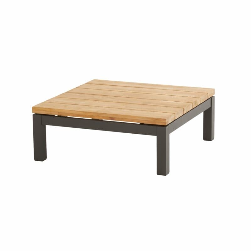 4Seasons Outdoor "Capitol" Loungetisch 90x90 cm, Alu anthrazit, Tischplatte Teak