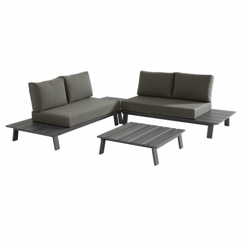 4Seasons Outdoor Loungeset 4-tlg. "Sofia", Alu matt carbon, inkl. Kissenset