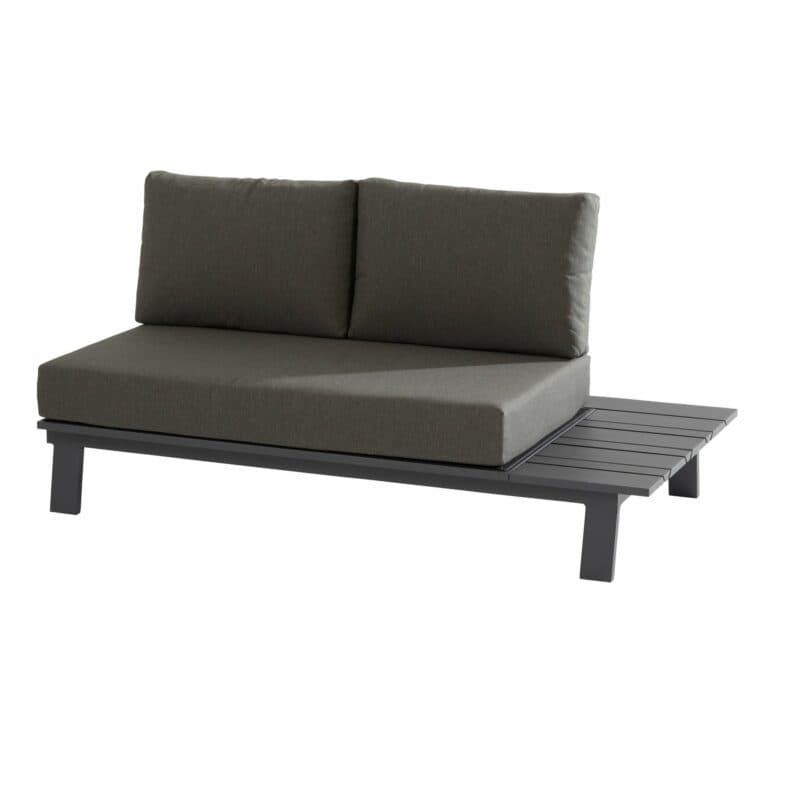 4Seasons Outdoor Loungesofa "Sofia" mit Ablage links, Alu matt carbon, inkl. Kissen grau