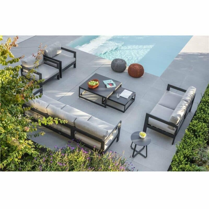 Jati&Kebon "Burford" Loungetisch, Aluminium eisengrau