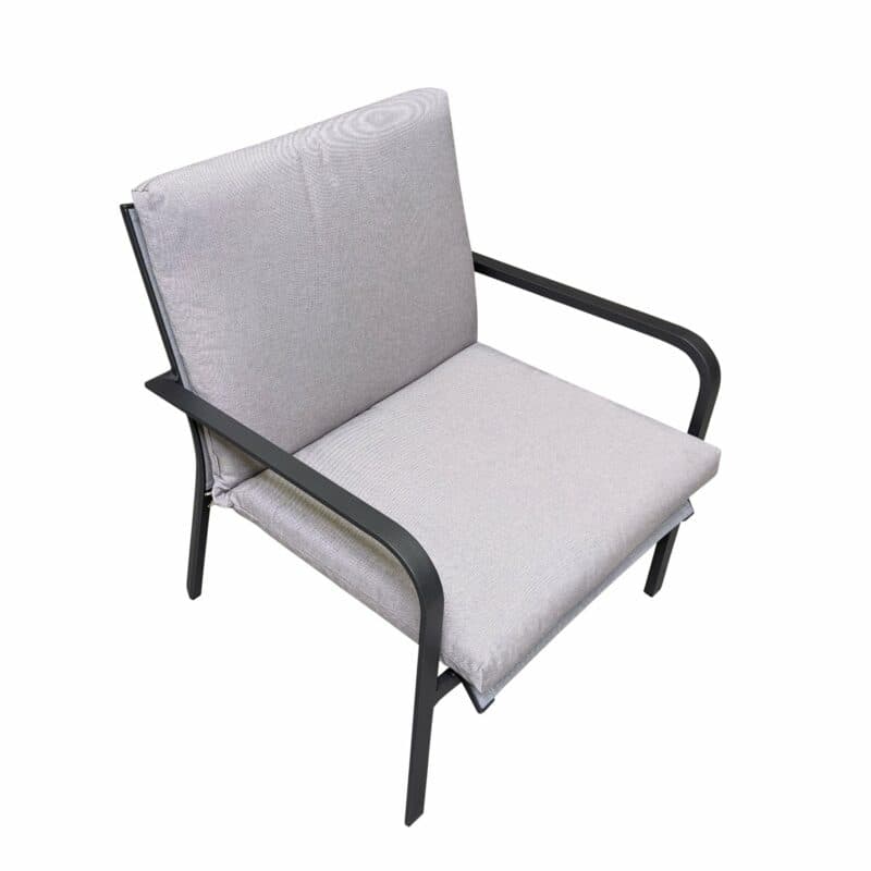 Jati&Kebon "Dransy" Loungesessel, Aluminium eisengrau, Textilgewebe silbergrau mit Auflagen Silver Grey Basic