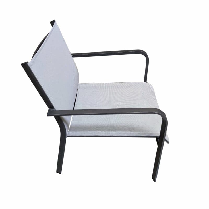 Jati&Kebon "Dransy" Loungesessel, Aluminium eisengrau, Textilgewebe silbergrau